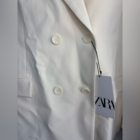 NWT ZARA TAILORED DOUBLE
BREASTED BLAZER ecru color XL - Picture 9 of 11